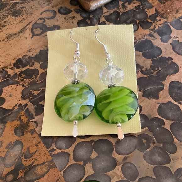 NWOT Hand blown hand made green glass Jewelry's Set - Picture 5 of 8